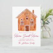 Waterverf Gingerbrood House Holiday Moving Aankondiging (Staand voorkant)