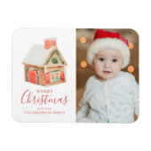 Waterverf Gingerbrood House Merry kerstfoto Magneet (Horizontaal)