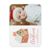 Waterverf Gingerbrood House Merry kerstfoto Magneet (Verticaal)