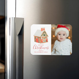 Waterverf Gingerbrood House Merry kerstfoto Magneet