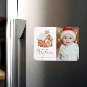 Waterverf Gingerbrood House Merry kerstfoto Magneet