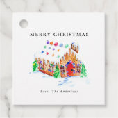 Waterverf GingerBrood House Merry Kerstmis Bedankjes Labels (Voorkant)