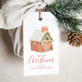 Waterverf Gingerbrood House Merry Kerstry Cadeaulabel