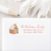 Waterverf Gingerbrood House Return Address Etiket (Insitu)