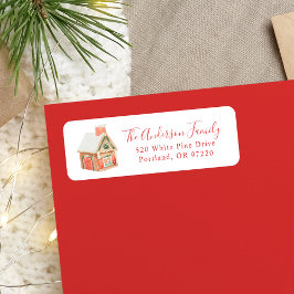 Waterverf Gingerbrood House Return Address Etiket