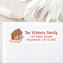 Waterverf Gingerbrood House Return Address Etiket