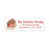 Waterverf Gingerbrood House Return Address Etiket (Voorkant)