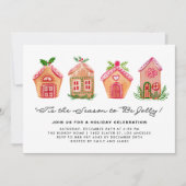 Waterverf Gingerbrood Houses Holiday Kaart (Voorkant)