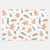 Waterverf Gingerbrood Koekjes Kerstmis Inpakpapier Vel (Voorkant)