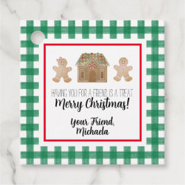 Waterverf Gingerbrood Label met cadeaus