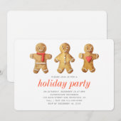 Waterverf Gingerbrood Man Holiday Party Kaart (Voorkant / Achterkant)