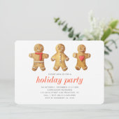 Waterverf Gingerbrood Man Holiday Party Kaart (Staand voorkant)