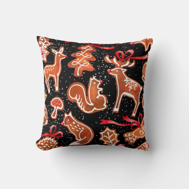 Waterverf gingerbrood naadloos patroon kussen (Voorkant)