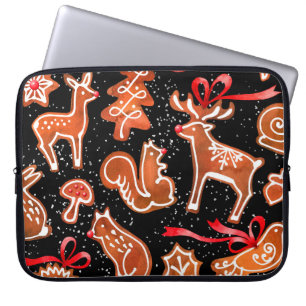 Waterverf gingerbrood naadloos patroon laptop sleeve