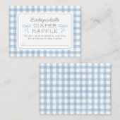 Waterverf Gingham Baby Blauwe Luier Raffle Informatiekaartje (Voorkant / Achterkant)