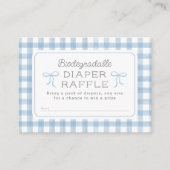 Waterverf Gingham Baby Blauwe Luier Raffle Informatiekaartje (Voorkant)