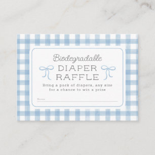 Waterverf Gingham Baby Blauwe Luier Raffle Informatiekaartje