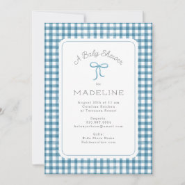 Waterverf Gingham Blue Baby shower Kaart