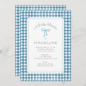 Waterverf Gingham Blue Baby shower Kaart (Voorkant / Achterkant)