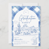 Waterverf Gingham Cowgirl Afstuderen Kaart (Voorkant)