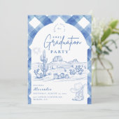 Waterverf Gingham Cowgirl Afstuderen Kaart (Staand voorkant)