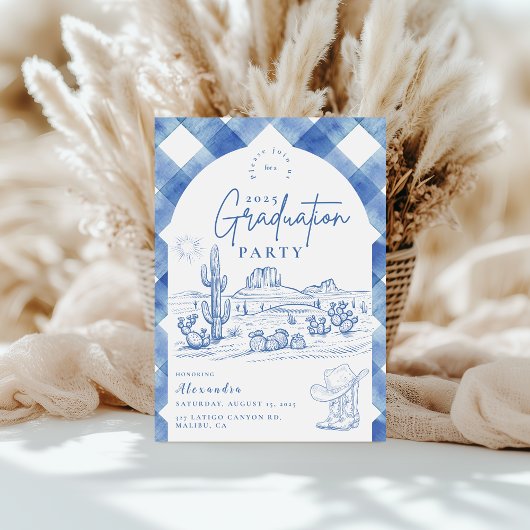 Waterverf Gingham Cowgirl Afstuderen Kaart