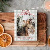 Waterverf Gingham Familie Foto Kerst Feestdagenkaart