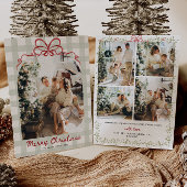 Waterverf Gingham Familie Foto Kerst Feestdagenkaart