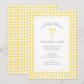 Waterverf Gingham geel Baby shower Kaart (Voorkant / Achterkant)