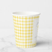 Waterverf Gingham geel Baby shower Papieren Bekers (Rechts)