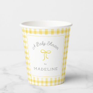 Waterverf Gingham geel Baby shower Papieren Bekers