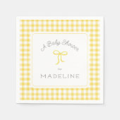 Waterverf Gingham geel Baby shower Servet (Voorkant)