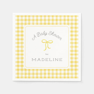 Waterverf Gingham geel Baby shower Servet