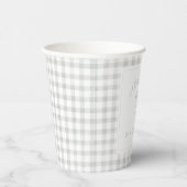 Waterverf Gingham Gray Baby shower Papieren Bekers (Rechts)