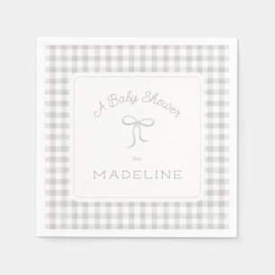 Waterverf Gingham Gray Baby shower Servet