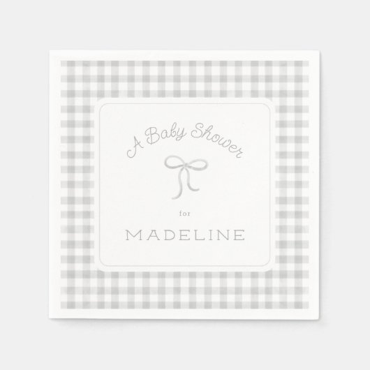 Waterverf Gingham Gray Baby shower Servet (Voorkant)