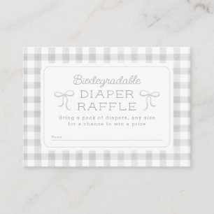 Waterverf Gingham Grey Luier Raffle Informatiekaartje