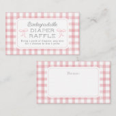 Waterverf Gingham Licht Roze Luier Raffle Klein Informatiekaartje (Voorkant / Achterkant)