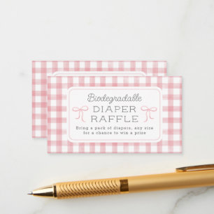 Waterverf Gingham Licht Roze Luier Raffle Klein Informatiekaartje
