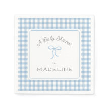 Waterverf Gingham lichtblauw Baby shower