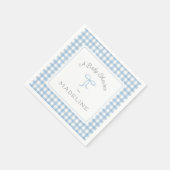 Waterverf Gingham lichtblauw Baby shower Servet (Hoek)