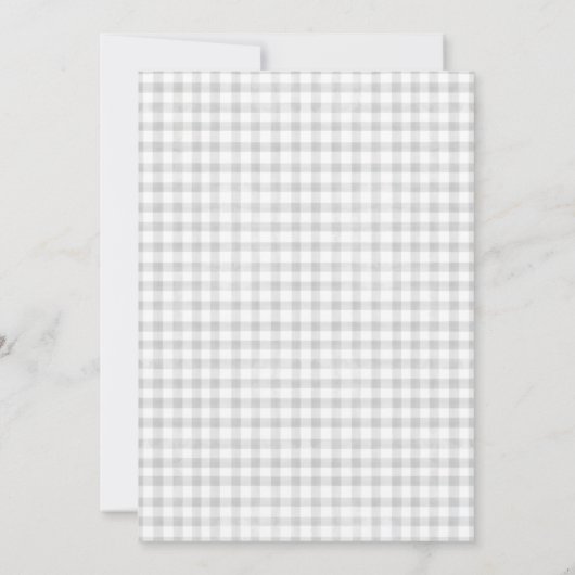 Waterverf Gingham lichtgrijs Baby shower Kaart (Achterkant)