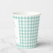 Waterverf Gingham Mint Green Baby shower Papieren Bekers (Links)