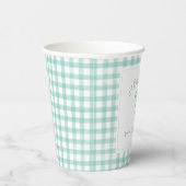 Waterverf Gingham Mint Green Baby shower Papieren Bekers (Rechts)
