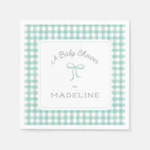 Waterverf Gingham Mint Green Baby shower Servet