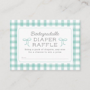 Waterverf Gingham Mint Groene Luier Raffle Informatiekaartje