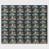 Waterverf Gingham Mushroom Garden Cadeaupapier (Vlak)