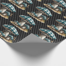 Waterverf Gingham Mushroom Garden Cadeaupapier