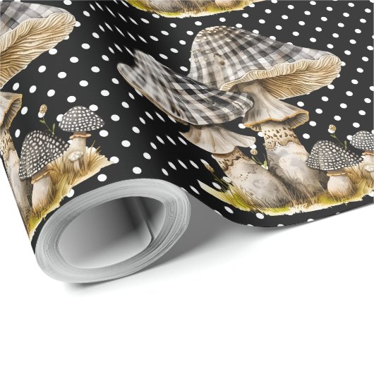 Waterverf Gingham Mushroom Garden Cadeaupapier (Rol Hoek)