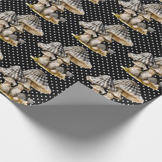 Waterverf Gingham Mushroom Garden Cadeaupapier (Hoek)